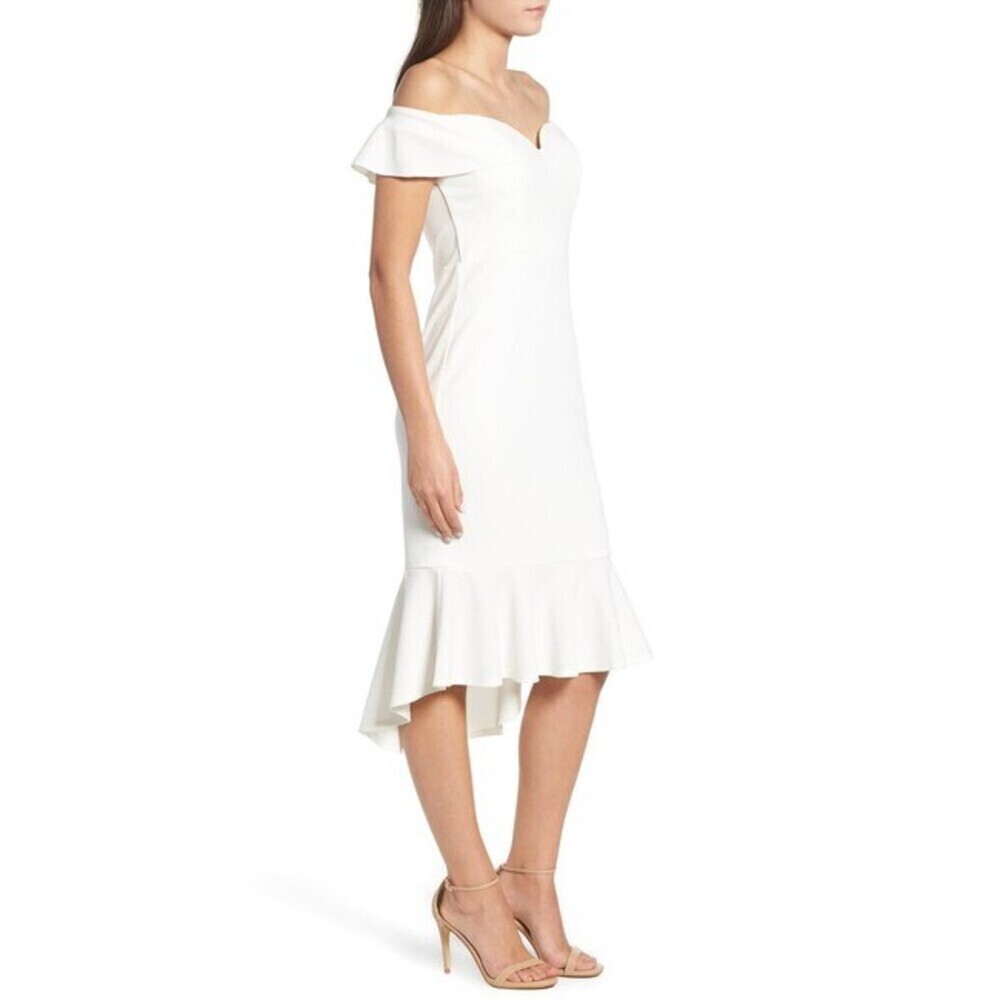 Love, Nickie Lew Women's Sweetheart Off Shoulder Midi Dress White Size M